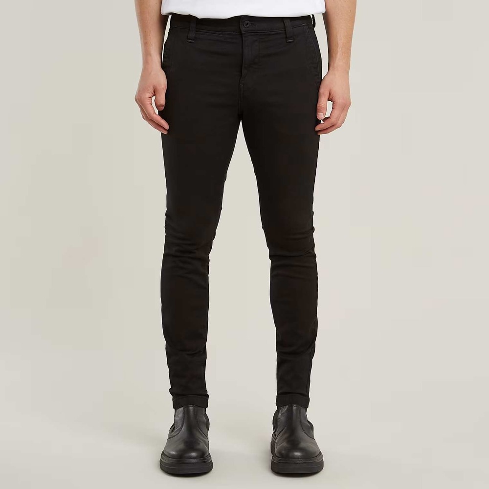 $140 G-Star RAW Skinny Chino Mens 34x30 Dark Black GD Stretch Twill D24734-C106